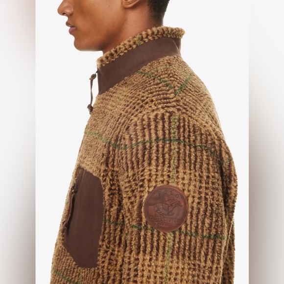 Ralph Lauren Men's Glen Plaid Pile Fleece Jacquard Jacket- Size : XL - Picture 9 of 13